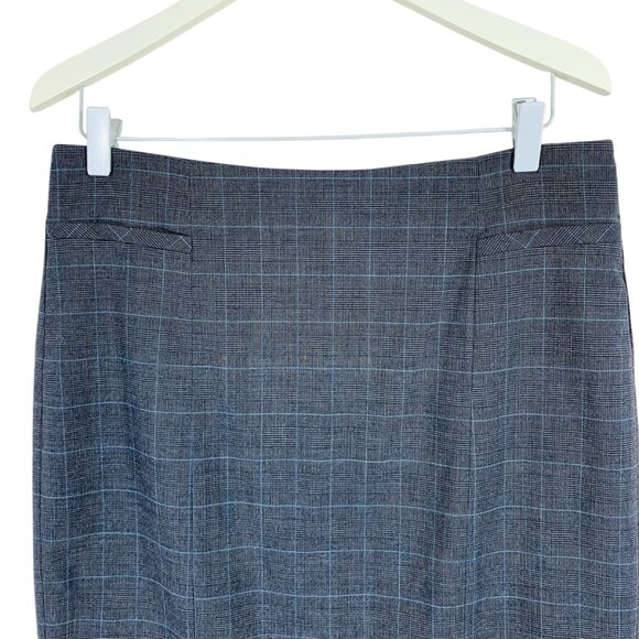nwt  pencil Skirt Multi-Gray, teal navy plaid pattern women size 10 MEXX - Picture 8 of 11